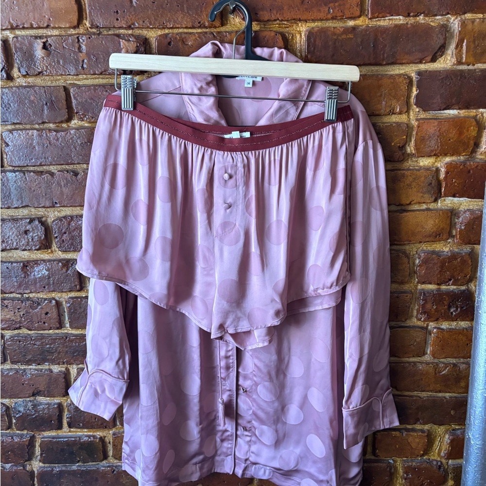 Polka dot Pj Set - Silk - Pink - Love STORIES